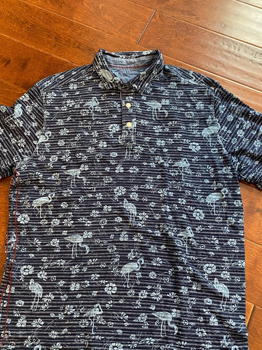 Tommy Bahama Flamingo & Flower Print Short Sleeve Polo Men’s L New Without Tags